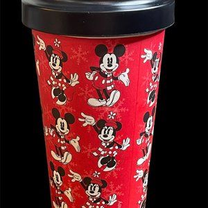 Disney Christmas Mickey and Minnie Mouse Bamboo Travel Mug, Red, Holiday NEW
